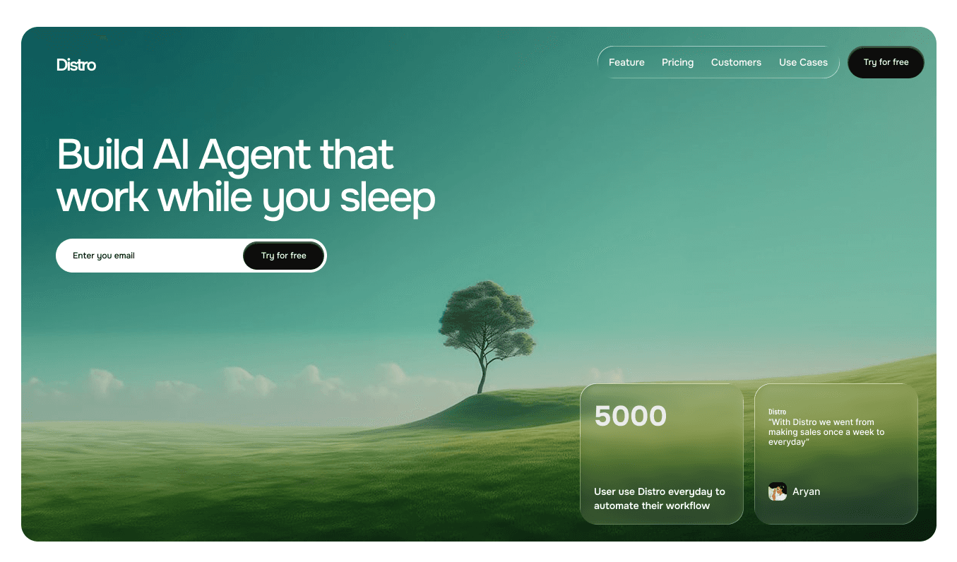Distro AI Agent Landing Page