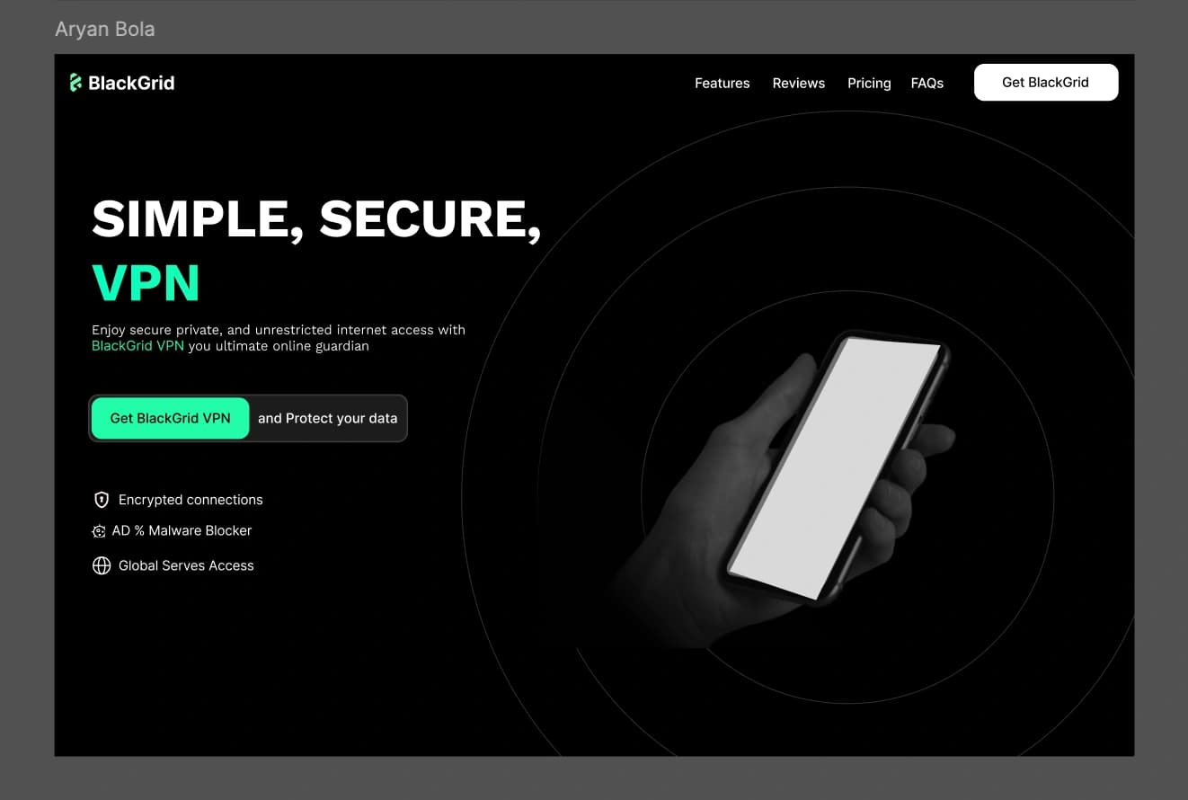 BlackGrid VPN Landing Page